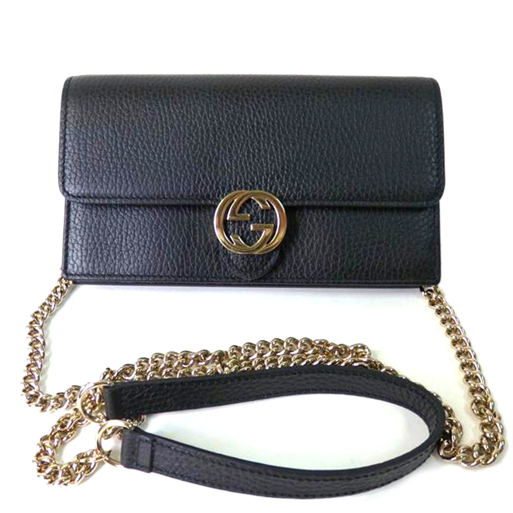 Gucci Interlocking Chain Shoulder Wallet Black - image 1
